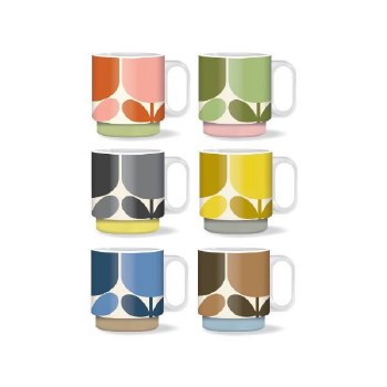 Orla Kiely S/6 Stackable Mugs Block  Flower