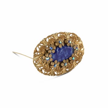 Newbridge Silverware Oval Brooch with Blue Stones