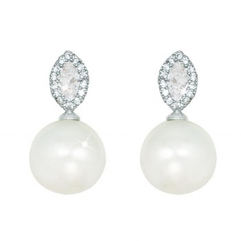 Tipperary Crystal Pearl Drop Silver Earring