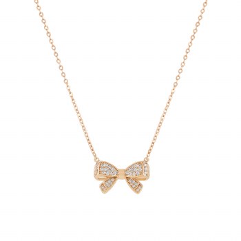 Tipperary Crystal Pendant Bow Double Gold