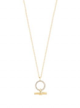 Tipperary Crystal Pendant Circle &amp; Bar Gold
