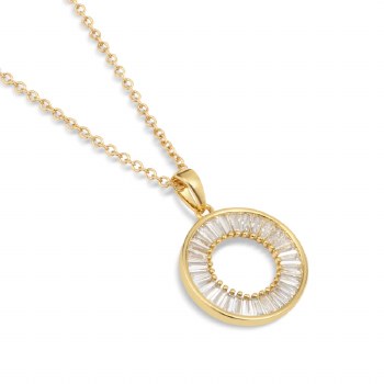 Newbridge Silverware Pendant Gold Baguette Stone