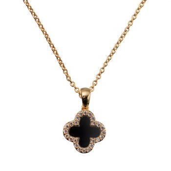 Newbridge Silverware Pendant Gold Black Clover