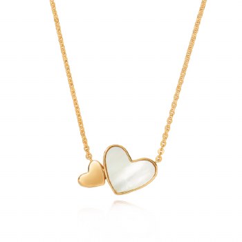Tipperary Crystal Pendant Heart Gold Mother of Pearl Insert