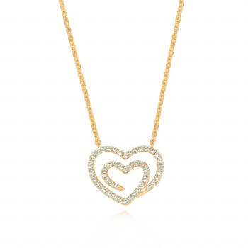 Tipperary Crystal Pendant Heart Gold Swirl CZ