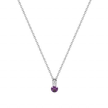 Tipperary Crystal Pendant Silver Round Purple