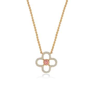 Tipperary Crystal Pendant Yellow Gold Pink