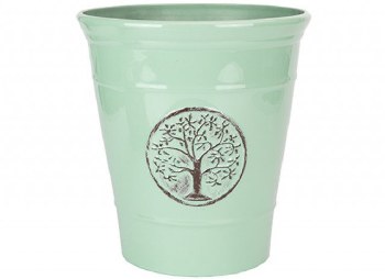Planter Tree of Life Pale Green 40cm Plastic