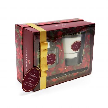 Tipperary Crystal Poinsettia Candle &amp; Diffuser Christmas Berries