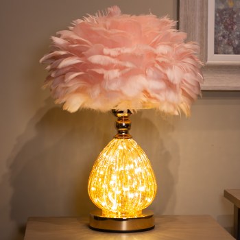 Tara Lane Raya LED Feather Lamp Pink