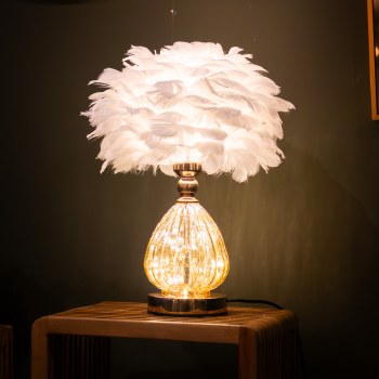 Tara Lane Raya LED Feather Lamp White