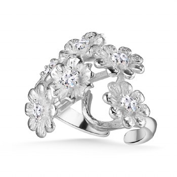 Newbridge Silverware Ring Flower Silver Revolving