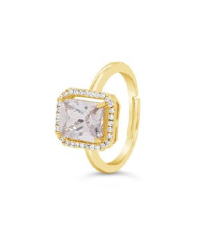 Absolute Jewellery Ring Gold Square CZ RG153GL