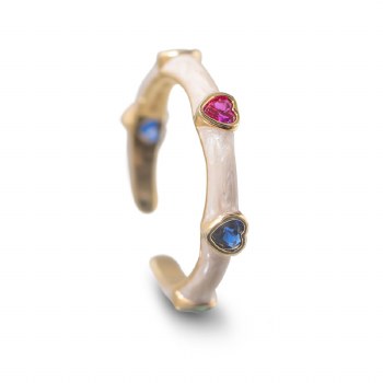 Newbridge Silverware Ring Gold Multi CZ Heart Ring