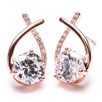 Newgrange Living Jewellery Rose Gold Cross Diamond Earrings