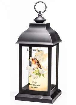 Grange Living Robin Lantern with LED Candle Black