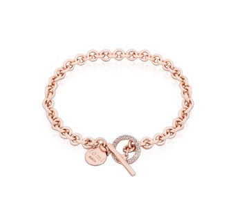 Tipperary Crystal Romi Rose Gold Circle Chain Bracelet