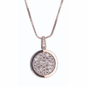 Newgrange Living - Jewellery Rose Gold Diamante Round Pendant