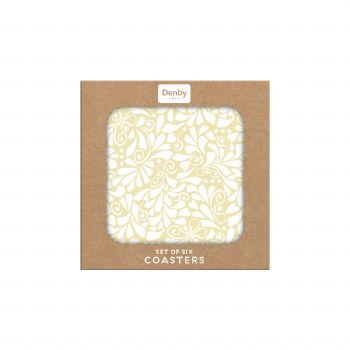Denby Jasmine Gold Motif Coasters Set of 6