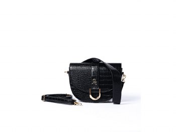 Galway Crystal Saddle Bag Croc Black