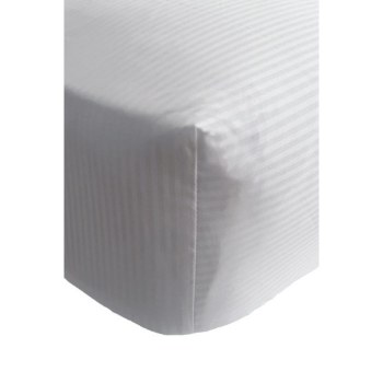 Satin Stripe Fitted Sheet Single Grey 300 Tread Count