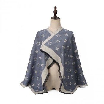 Acess Fashion Scarf Beige Blue with flower