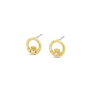 Seala Polished Claddagh Earring Stud Gold 8mm