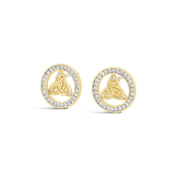 Seala Circle Trinity Earring Stud Gold/Clear CZ