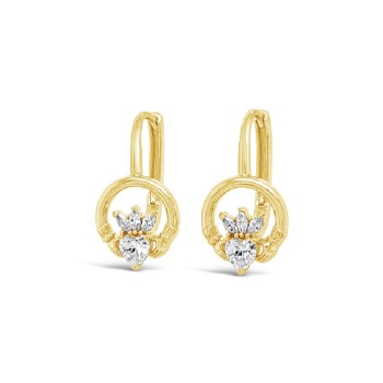 Seala Claddagh Earring Clip Hoop Gold/Clear CZ