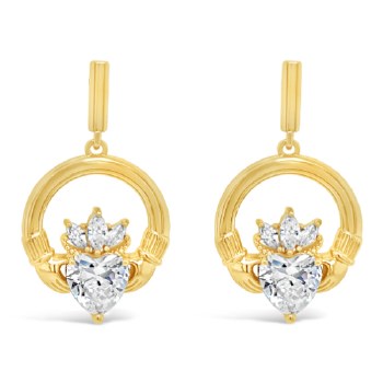 Seala Claddagh Earring Drop Gold/Clear CZ