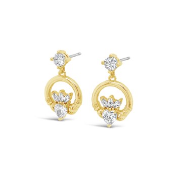 Seala Claddagh Earring Drop Gold/Clear CZ