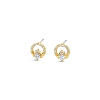 Seala Claddagh Earring Stud Claddagh Stone Set Gold 8mm