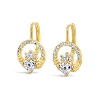 Seala Claddagh French Clip Gold/Clear CZ