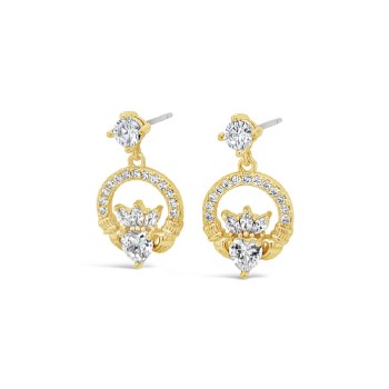 Seala Claddagh Drop Earring Gold/Clear CZ