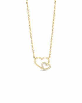 Seala Double Heart Pendant/Chain Gold