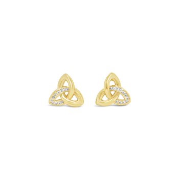Seala Single Earring Stone-Set Trinity Stud Gold