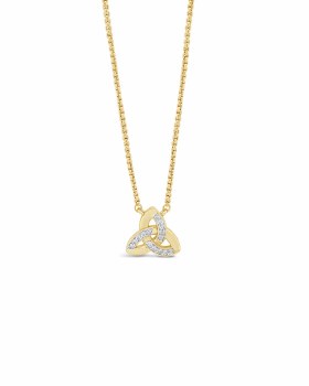 Seala full Stone-Set Trinity Pendant/Chain Gold