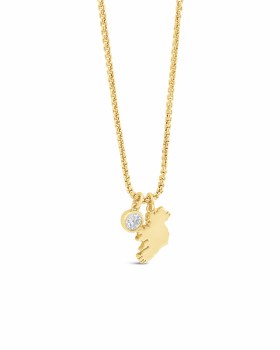 Seala Ireland Map Pendant/Chain Gold/Clear CZ Charm
