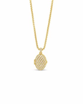 Seala Oval Stone-Set Locket/Chain Gold