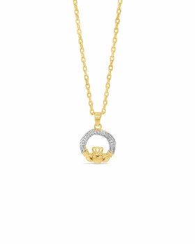 Seala Pave-Set Claddagh Pendant/Chain Gold 13mm