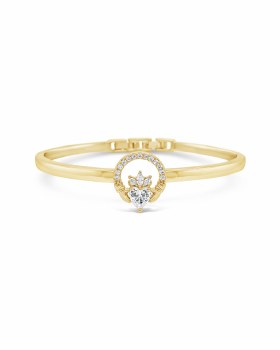 Seala Stone-Set Claddagh Bangle Gold