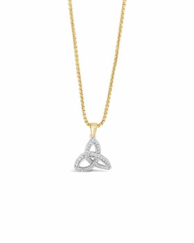 Seala Stone-Set Trinity Pendant/Chain 2-Tone 15mm