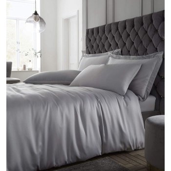 Silky Soft Satin Silver Super King Duvet Set