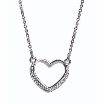 Newgrange Living - Jewellery Silver Diamante Heart Necklace