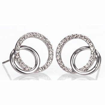 Newgrange Living - Jewellery Silver Diamante Loop Earrings