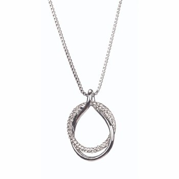 Newgrange Living - Jewellery Silver Diamante Loop Pendant