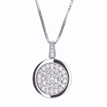 Newgrange Living - Jewellery Silver Diamante Round Pendant