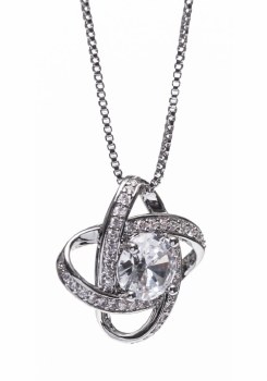 Newgrange Living Silver Interlocking Diamond Ring with Stone Pendant