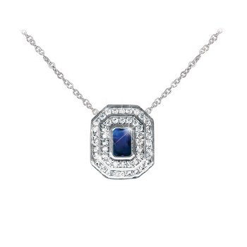 Tipperary Crystal Silver Pendant Sapphire &amp; White