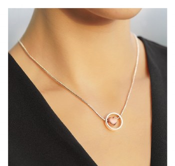 Newbridge Silverware Silver Pendant with Rose Gold Heart